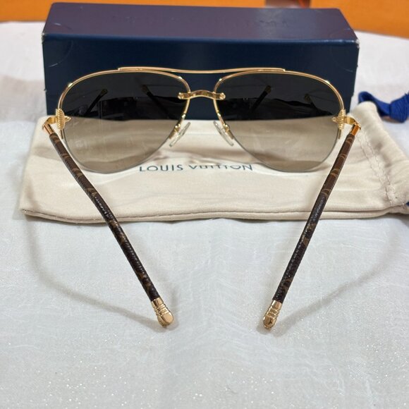 Louis Vuitton Goldtone Frame Monogram Canvas Petite Viola Pilote Sunglasses - Picture 5 of 14